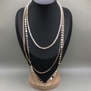 WHBM multi chain layered mixed metal necklace free vintage necklace-stylish.